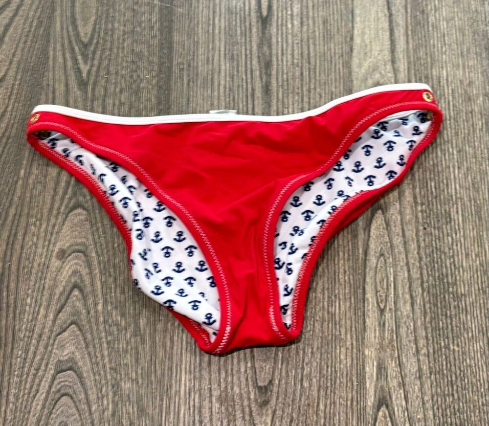Sperry Top-Sider Women's Anchor Lined Low Rise Bikini Bottom Red Medium